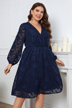 Load image into Gallery viewer, Plus Size Surplice Neck Balloon Sleeve Dress
