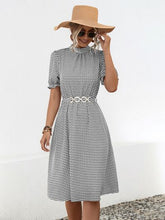 Load image into Gallery viewer, Printed Mock Neck Flounce Sleeve Dress
