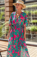 Load image into Gallery viewer, Slit Printed V-Neck Short Sleeve Dress
