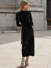Load image into Gallery viewer, Surplice Puff Sleeve Midi Dress

