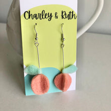 Load image into Gallery viewer, Felt Fruit Earrings- Cherry, Peach
