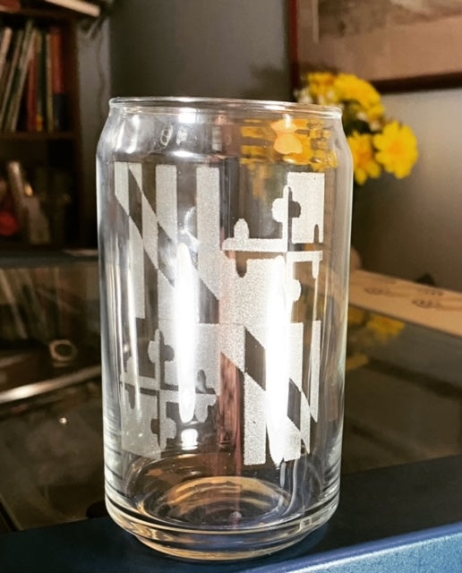 Beer Can Glass Maryland Flag