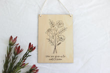 Load image into Gallery viewer, Mother&#39;s Day birth flower wooden sign- custom order
