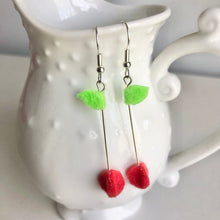 Load image into Gallery viewer, Mini Felt Fruit Earrings- Cherry, Peach
