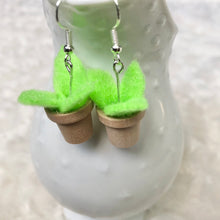 Load image into Gallery viewer, Neon Green Planted Pot Earrings
