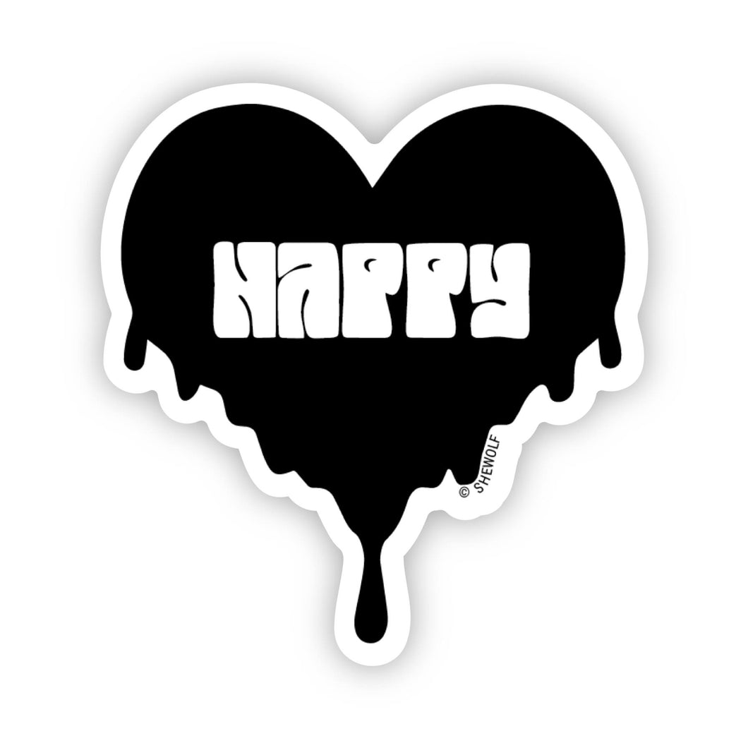 Happy retro acid heart sticker