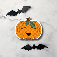 Load image into Gallery viewer, Halloween Checkered Pumpkin Sticker
