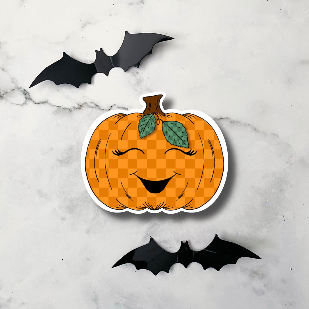 Halloween Checkered Pumpkin Sticker