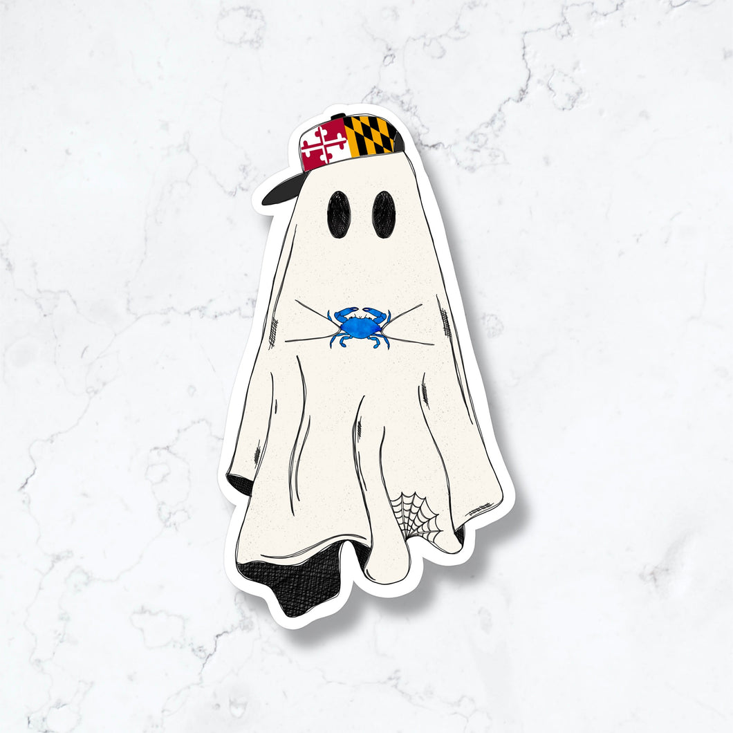 Maryland Hipster Ghost Sticker
