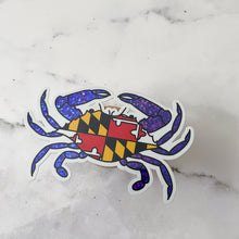Load image into Gallery viewer, Maryland Blue Glitter Crab Flag Flower Sticker
