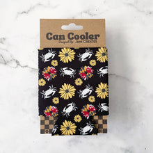 Load image into Gallery viewer, Black Maryland Crab Flower Patterned Can Cooler
