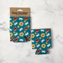 Load image into Gallery viewer, Turquoise Maryland Crab Flower Patterned Can Cooler
