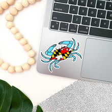 Load image into Gallery viewer, Maryland Crab Flag Sticker *MISSPRINT*
