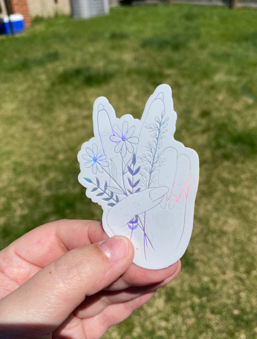 Holographic Peace Sign Wildflower Sticker