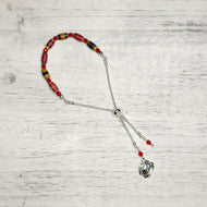 Maryland Flag Paper Bead Adjustable Slider Knot Bracelet w/ crab charm