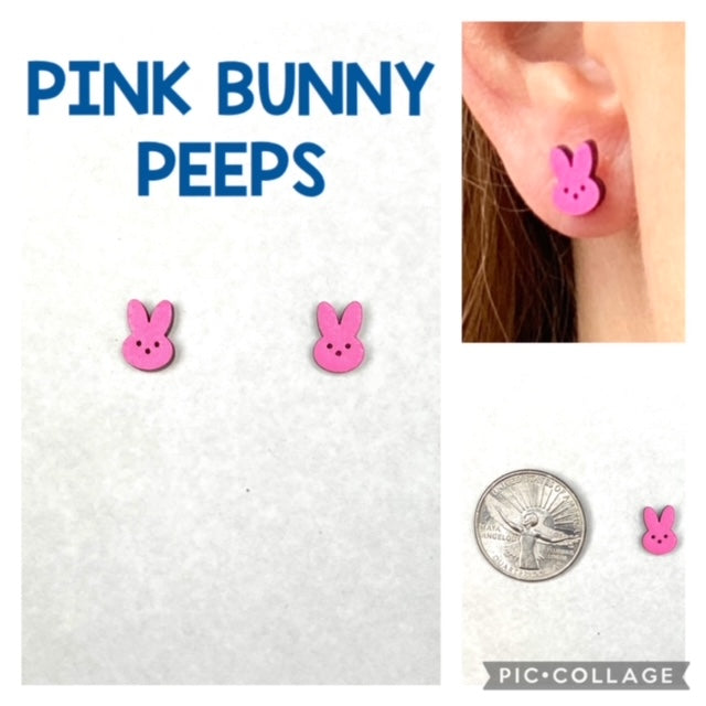 Pink Bunny Peep Studs