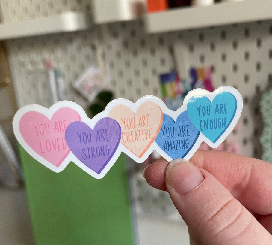 Candy Heart Affirmations Sticker