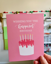 Load image into Gallery viewer, Pink Birthday Card. Wishing You the Happiest Birthday
