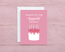 Load image into Gallery viewer, Pink Birthday Card. Wishing You the Happiest Birthday
