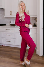 Load image into Gallery viewer, Round Neck Top and Drawstring Pants Lounge Set
