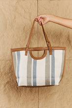 Load image into Gallery viewer, Fame Striped In The Sun Faux Leather Trim Tote Bag
