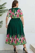 Load image into Gallery viewer, Floral Tie-Waist Round Neck Dress
