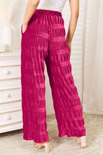 Load image into Gallery viewer, Double Take Full Size High Waist Tiered Shirring Velvet Wide Leg Pants

