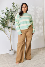 Load image into Gallery viewer, Sew In Love Full Size Contrast Striped Round Neck Sweater
