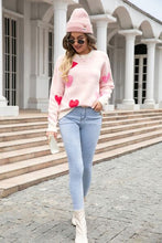 Load image into Gallery viewer, Heart Round Neck Droppped Shoulder Sweater
