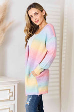 Load image into Gallery viewer, Woven Right Multicolored Gradient Open Front Longline Cardigan
