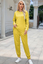 Load image into Gallery viewer, Round Neck Top and Drawstring Pants Lounge Set

