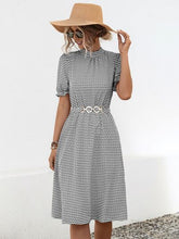 Load image into Gallery viewer, Printed Mock Neck Flounce Sleeve Dress
