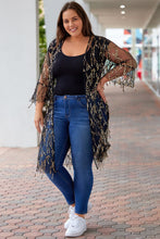 Load image into Gallery viewer, Plus Size Contrast Sequin Sheer Mesh Cardigan
