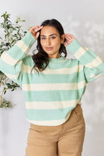 Load image into Gallery viewer, Sew In Love Full Size Contrast Striped Round Neck Sweater
