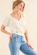 Load image into Gallery viewer, And The Why Cotton Gauze Back Waist Tie Cropped Blouse
