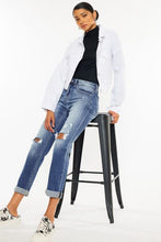 Load image into Gallery viewer, Kancan High Waist Distressed Hem Detail Cropped Straight Jeans
