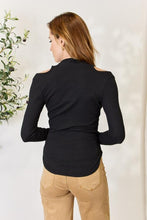 Load image into Gallery viewer, Culture Code Full Size Ribbed Surplice Cold Shoulder Top
