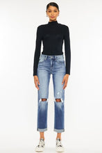 Load image into Gallery viewer, Kancan High Waist Distressed Hem Detail Cropped Straight Jeans
