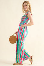 Load image into Gallery viewer, And The Why Full Size Striped Smocked Sleeveless Jumpsuit
