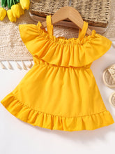 Load image into Gallery viewer, Baby Girl Frill Trim Ruffle Hem Dress
