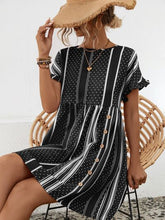 Load image into Gallery viewer, Striped Polka Dot Frill Short Sleeve Mini Dress
