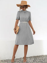 Load image into Gallery viewer, Printed Mock Neck Flounce Sleeve Dress
