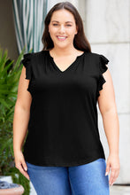 Load image into Gallery viewer, Plus Size Flutter Sleeve Notched Blouse
