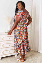 Load image into Gallery viewer, Double Take Plus Size Floral Smocked Square Neck Dress

