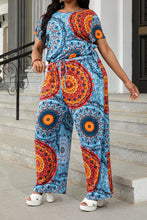 Load image into Gallery viewer, Plus Size Drawstring Waist Short Sleeve Jumpsuit
