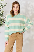 Load image into Gallery viewer, Sew In Love Full Size Contrast Striped Round Neck Sweater
