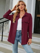 Load image into Gallery viewer, Textured Button Up Dropped Shoulder Shirt
