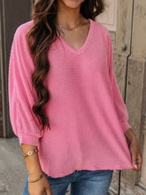 Load image into Gallery viewer, Striped V-Neck Raglan Sleeve T-Shirt

