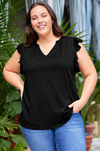 Load image into Gallery viewer, Plus Size Flutter Sleeve Notched Blouse
