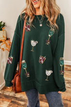 Load image into Gallery viewer, Sequin Round Neck Dropped Shoulder Sweatshirt

